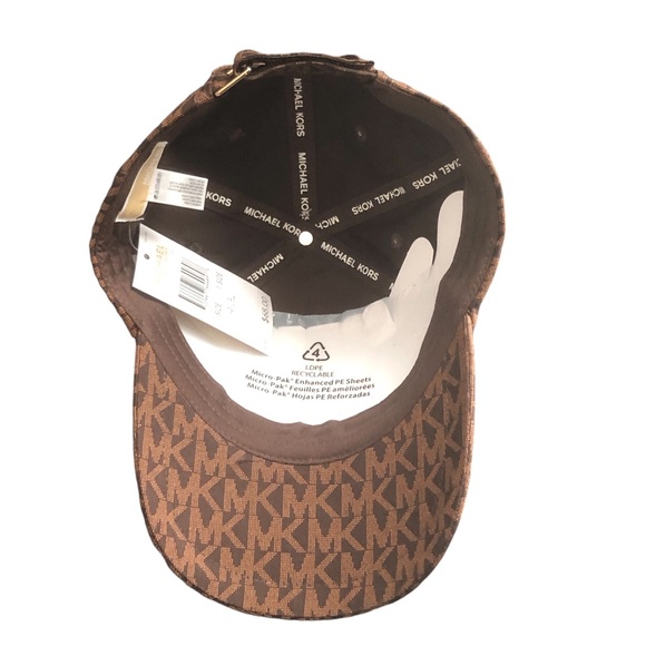 MK Michael Kors Signature Logo Print Brown Baseball Cap - Picture 4 of 9